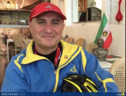 پناهنده شدن دوچرخه سوار گیلانی و توهین به پرچم مقدس ایران/ آمده ام دست فرح پهلوی را ببوسم!+تصاویر