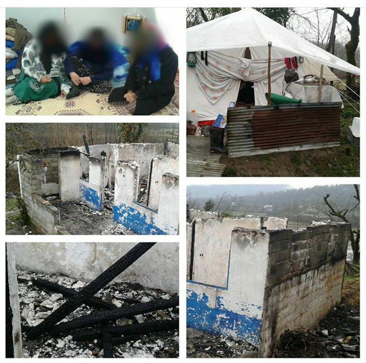 خانواده سیاهکلی در روزهای سردی که گرم سیاست بازیست در چادر زندگی می کنند+عکس