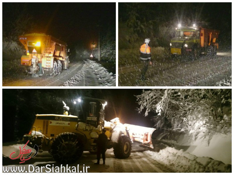 تلاش شبانه روزی راهداران برای بازنگهداشتن راه‌های دیلمان به روایت تصاویر