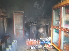 آتش سوزی یک واحد تجاری در سیاهکل